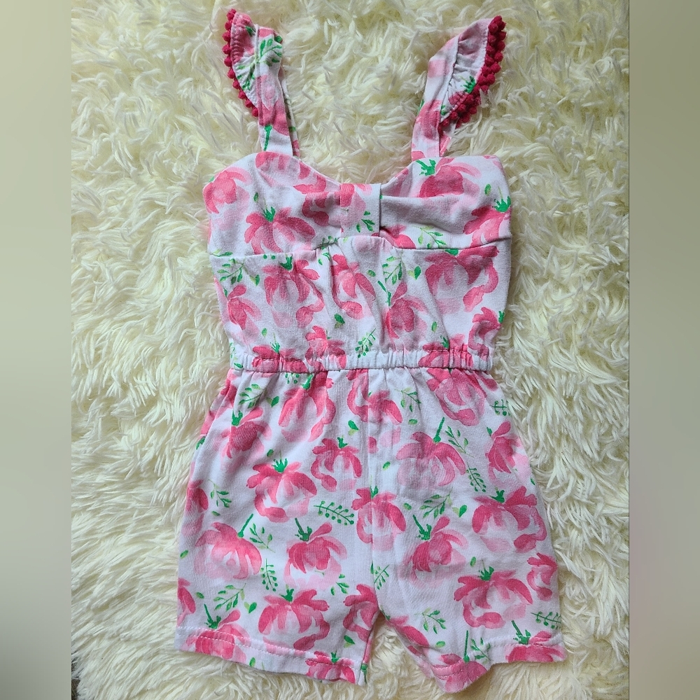 Isaac Mizrahi Pink Floral Romper Size 12 Months